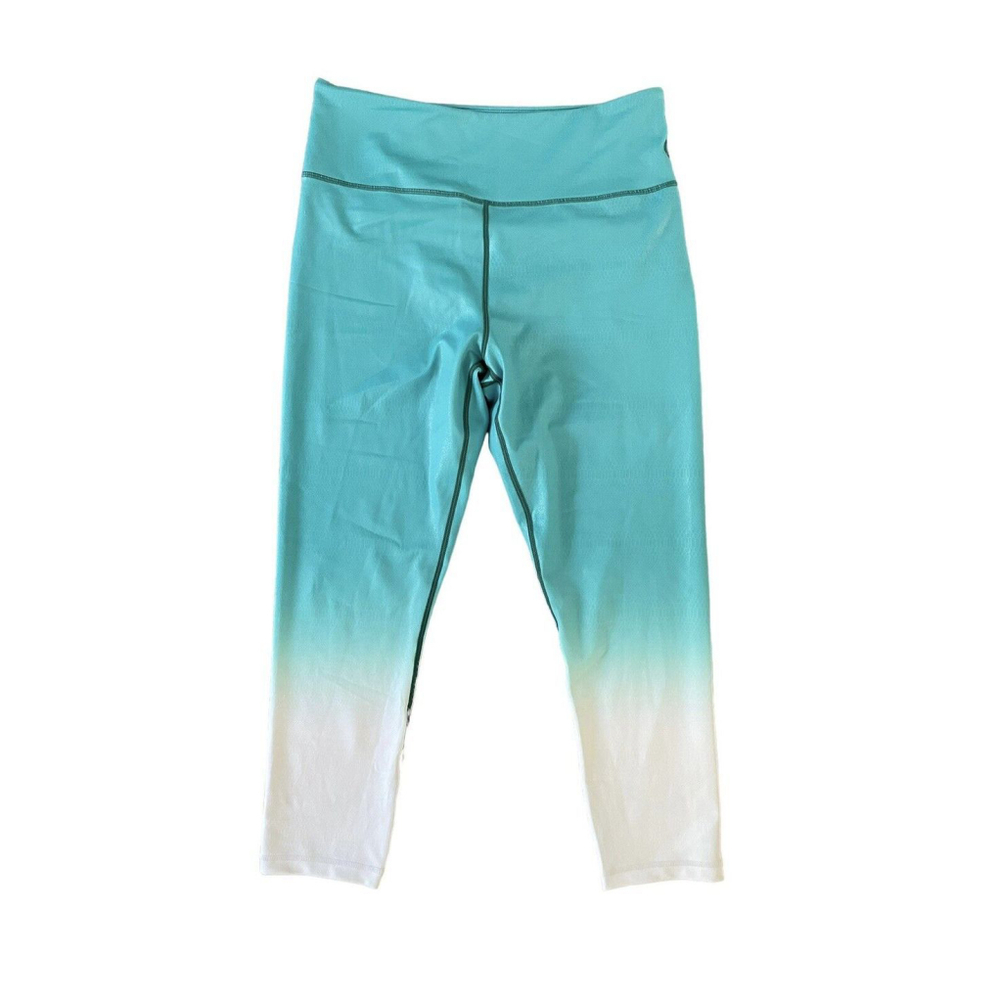 Zyia Active 7/8 Length Faux Leather Effect White Blue Leggings 16-18 Pleather